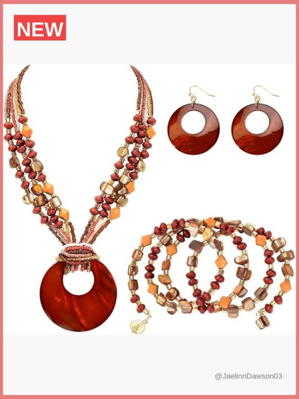 4 Pcs Chunky Beaded Shell Necklace Set Boho Multi Strand Jewelry Set Women